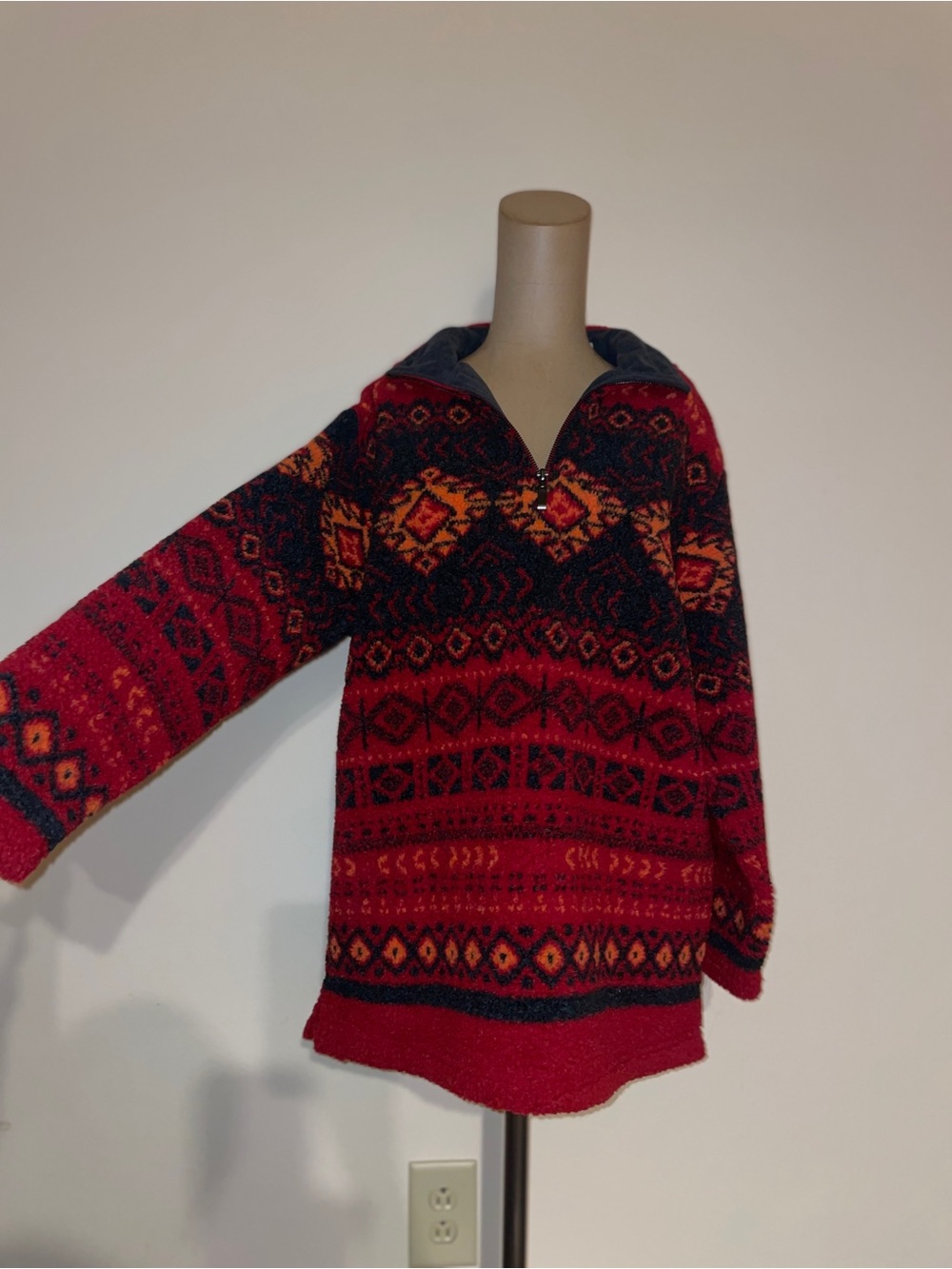 Marsh Landing Multicolored Patterned 1/4 zippered sweater -warm -thick